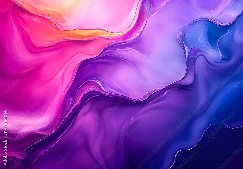 Fototapeta premium Abstract colorful background with fluid shapes and swirls. Colorful abstract background with swirling waves of liquid colors. Abstract wallpaper design for digital art, poster, or cover. Detailed 