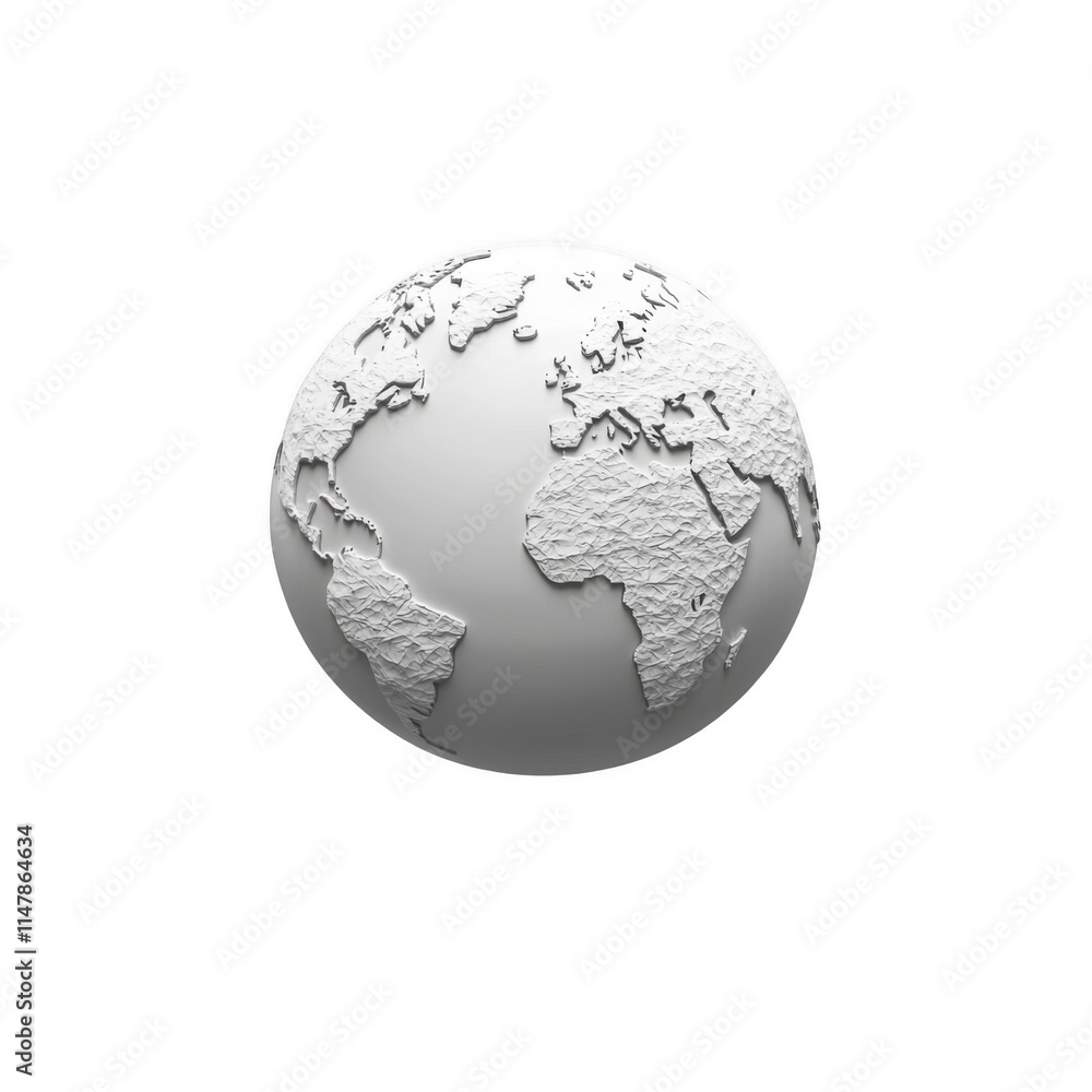 Fototapeta premium white icon of Globe isolated on a transparent background Minimalist flat icon, vector logo style sign clipart on a no background png