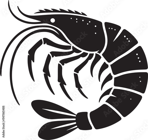 Elegant black shrimp vector design perfect for restaurant menu decoration