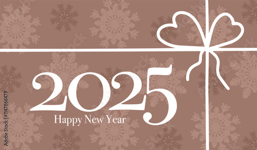 2 0 2 5  new year banner with snowflakes, simple bon and lettering 