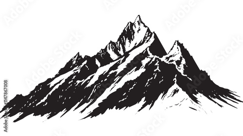 Wallpaper Mural Black and white ink mountain range illustration. Torontodigital.ca