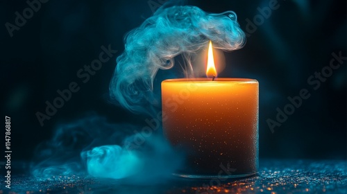  Lit candle with smoke rising