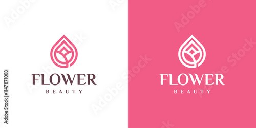 beauty drop tulip logo vector