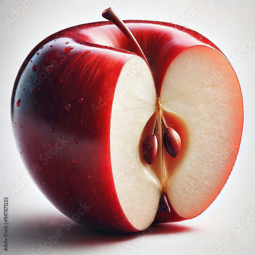 image of a glossy red apple white background