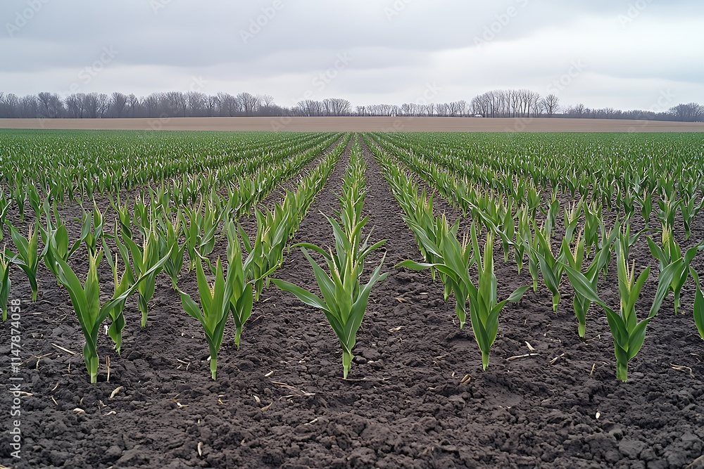 Growing young green leaf lettuce lines outside at the countryside on a field from the agricultural industry in Germany, Growing young green leaf lettuce lines outside at the countryside on a field from the agricultural industry in Germany,