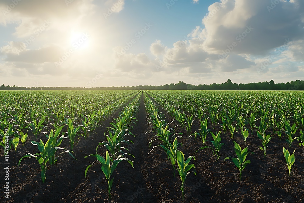 Growing young green leaf lettuce lines outside at the countryside on a field from the agricultural industry in Germany, Growing young green leaf lettuce lines outside at the countryside on a field from the agricultural industry in Germany,
