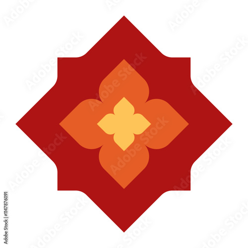 traditional geometric pattern icon symbol for decoration flat design