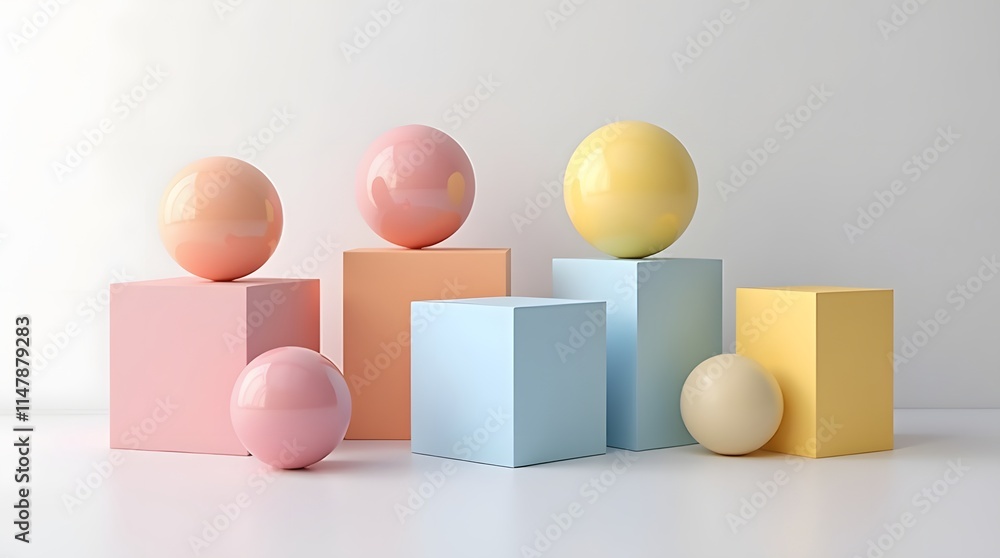 Pastel Geometric Shapes: Stylish Display for Product Photography Pastel Geometric Shapes: Stylish Display for Product Photography