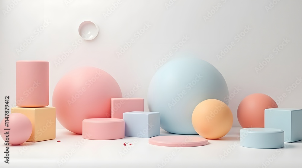 Fototapeta premium Pastel Geometric Shapes for Product Display