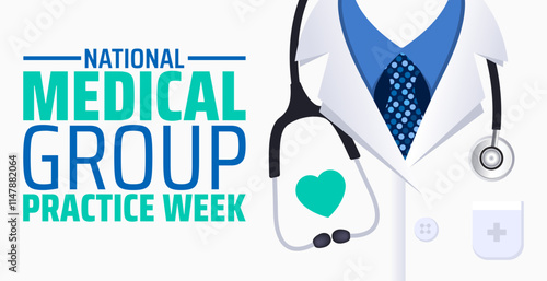 National Medical Group Practice Week  background banner or poster design template. observed every year in January. Holiday concept. Use to any Template, card, poster, placard, template.