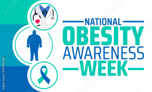 National Obesity Awareness Week background banner or poster design template. observed every year in January. Holiday concept. Use to any Template, card, poster, placard, template.