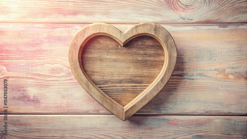 Rustic wooden heart-shaped frame on a light wood background, perfect for romantic messages or Valentines Day Rustic wooden heart-shaped frame on a light wood background, perfect for romantic messages or Valentines Day