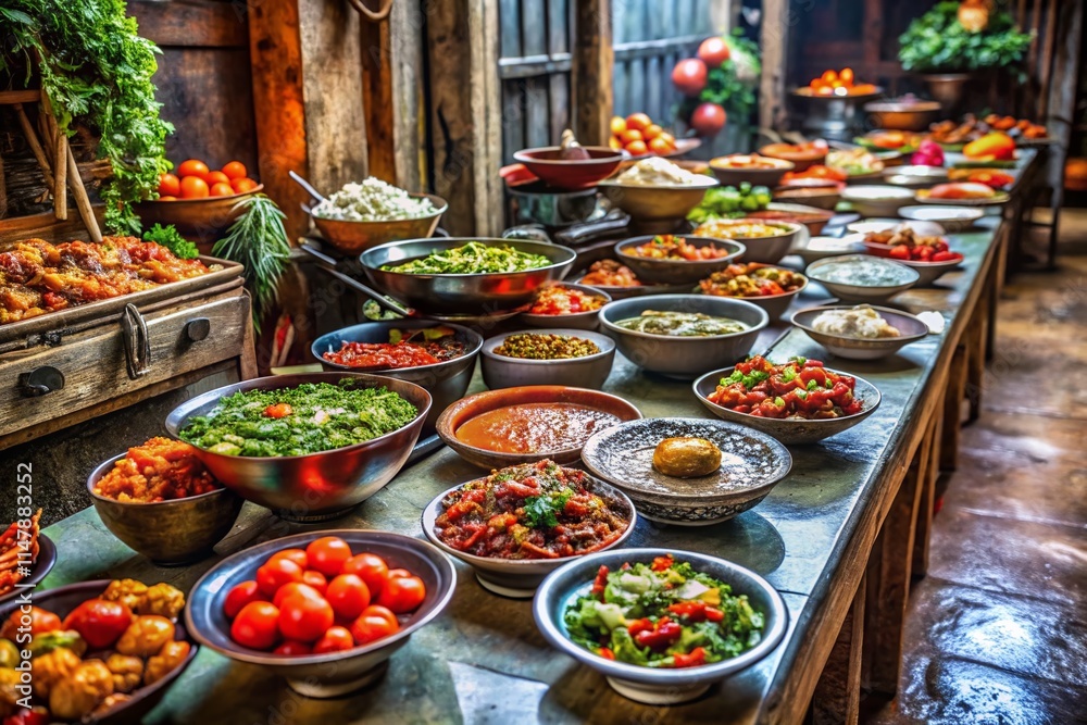 Fototapeta premium Hanoi Breakfast Buffet: Urban Exploration Photography - Vibrant Tomato Dishes