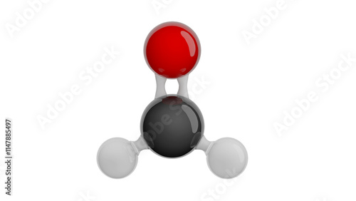 Molecule of Formalin. Molecular formula: CH2O. Chemical model: Ball and Stick. Isolated. Transparent background. PNG transparent. 3D illustration. photo