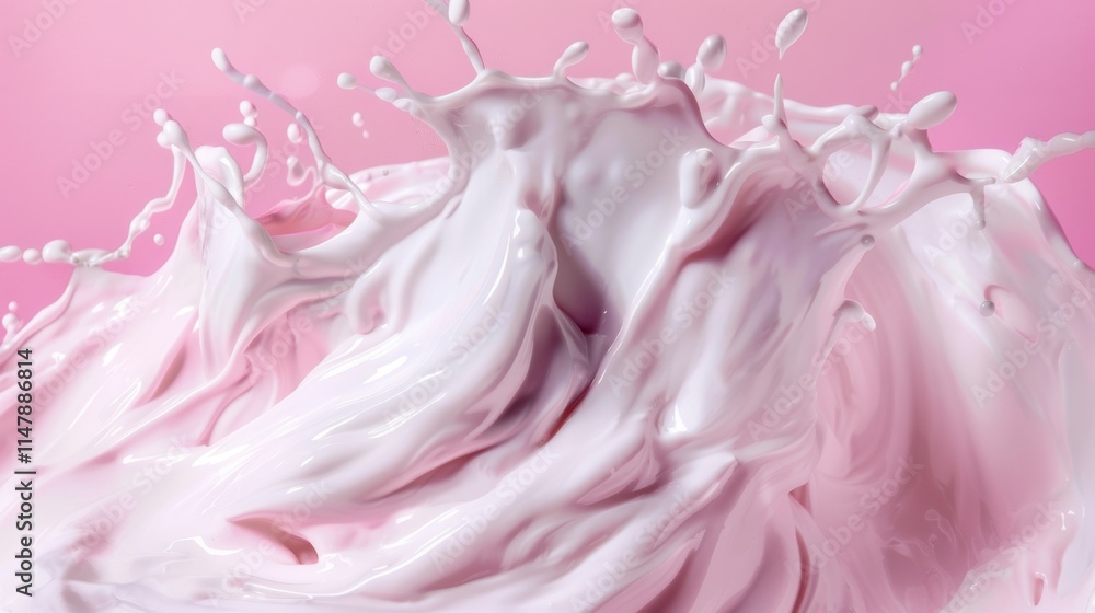Splash of pink liquid forming a soft abstract wave Splash of pink liquid forming a soft abstract wave