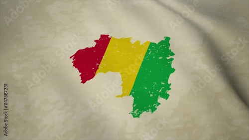 Wavy Map of GUINEA with Flag in Body Isolated on Vintage Background photo