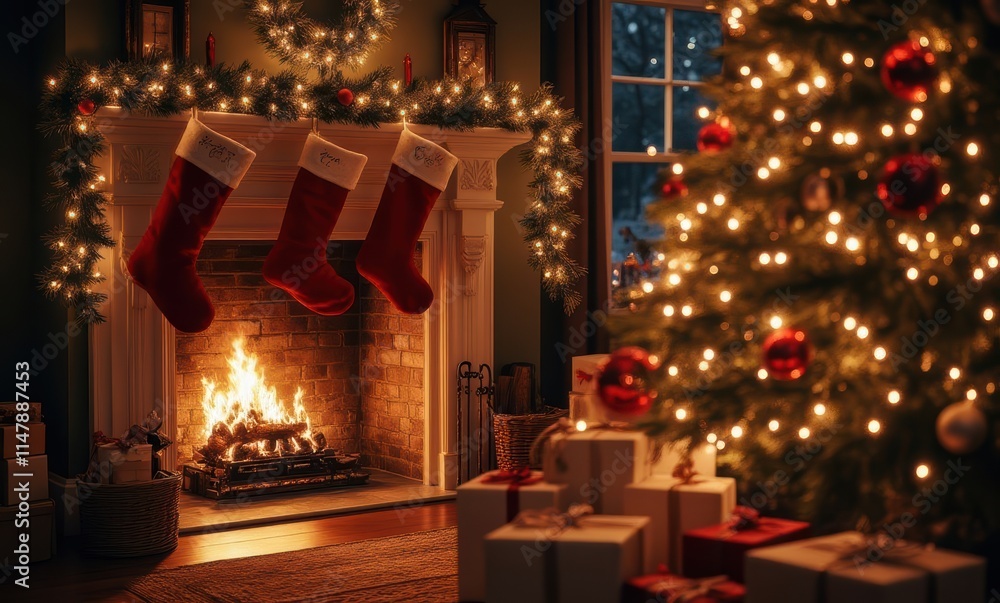 Cozy Christmas living room setting Cozy Christmas living room setting