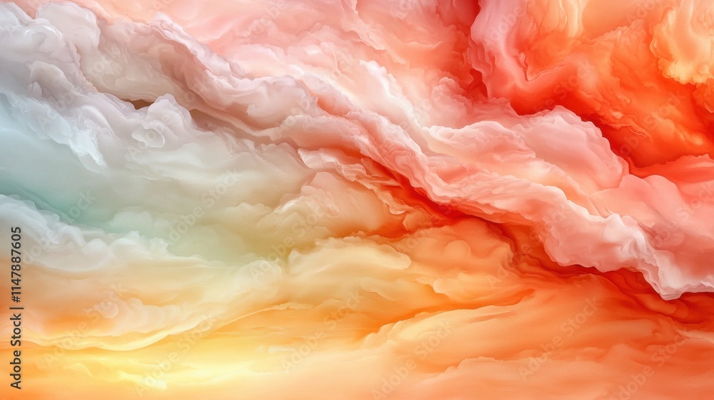 Fluid pastel hues blend effortlessly on the canvas, creating a dreamy and ethereal effect reminiscent of a watercolor painting. Fluid pastel hues blend effortlessly on the canvas, creating a dreamy and ethereal effect reminiscent of a watercolor painting.