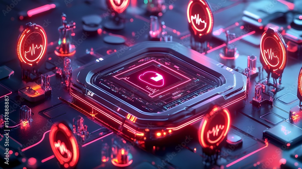 neon tech cpu: cloud data center - neon/synthwave aesthetics neon tech cpu: cloud data center - neon/synthwave aesthetics