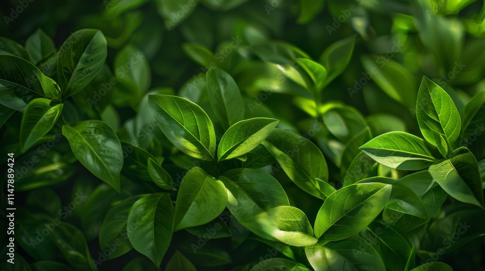 Lush Green Leaves in a Natural Close-Up View Lush Green Leaves in a Natural Close-Up View