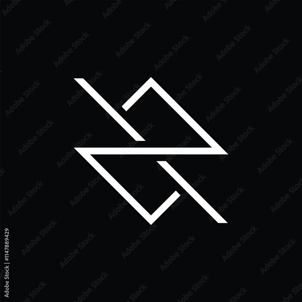 This is an abstract logo design of monogram Z in simple flat style in white on black background This is an abstract logo design of monogram Z in simple flat style in white on black background