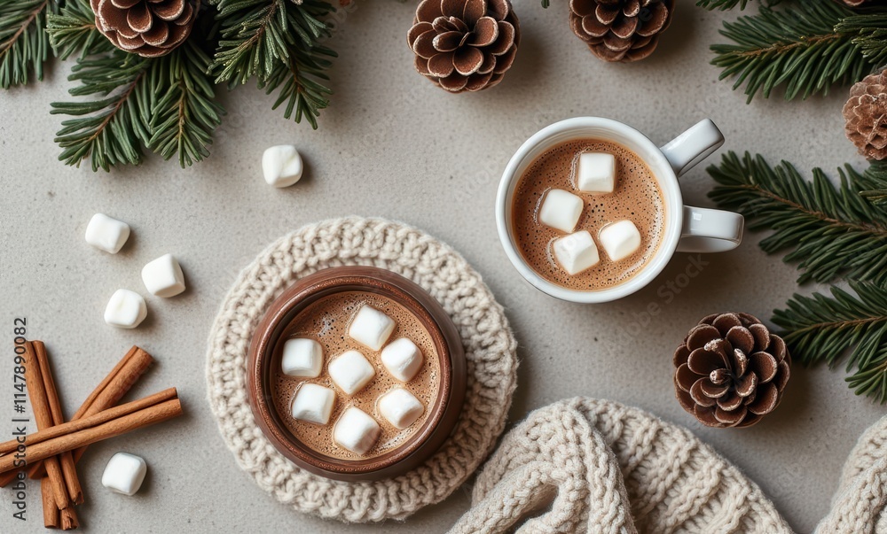 Cozy winter scene with hot chocolate Cozy winter scene with hot chocolate