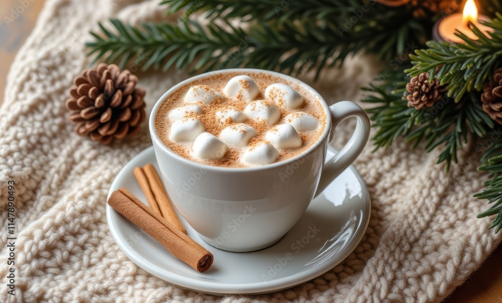 Cozy hot chocolate with marshmallows Cozy hot chocolate with marshmallows