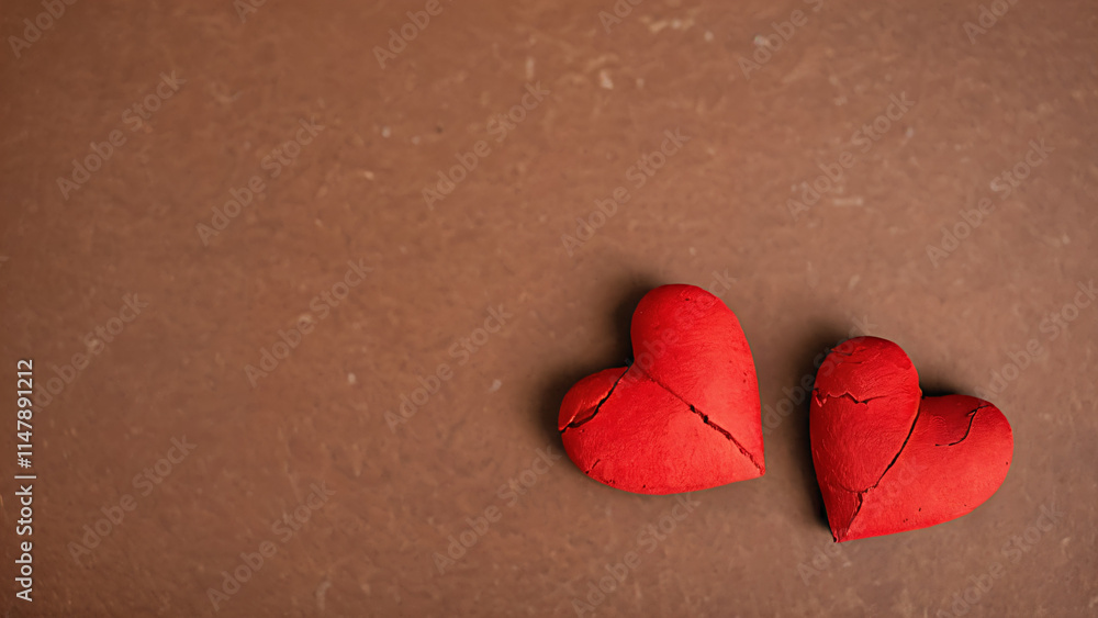 Fototapeta premium two broken hearts on blank