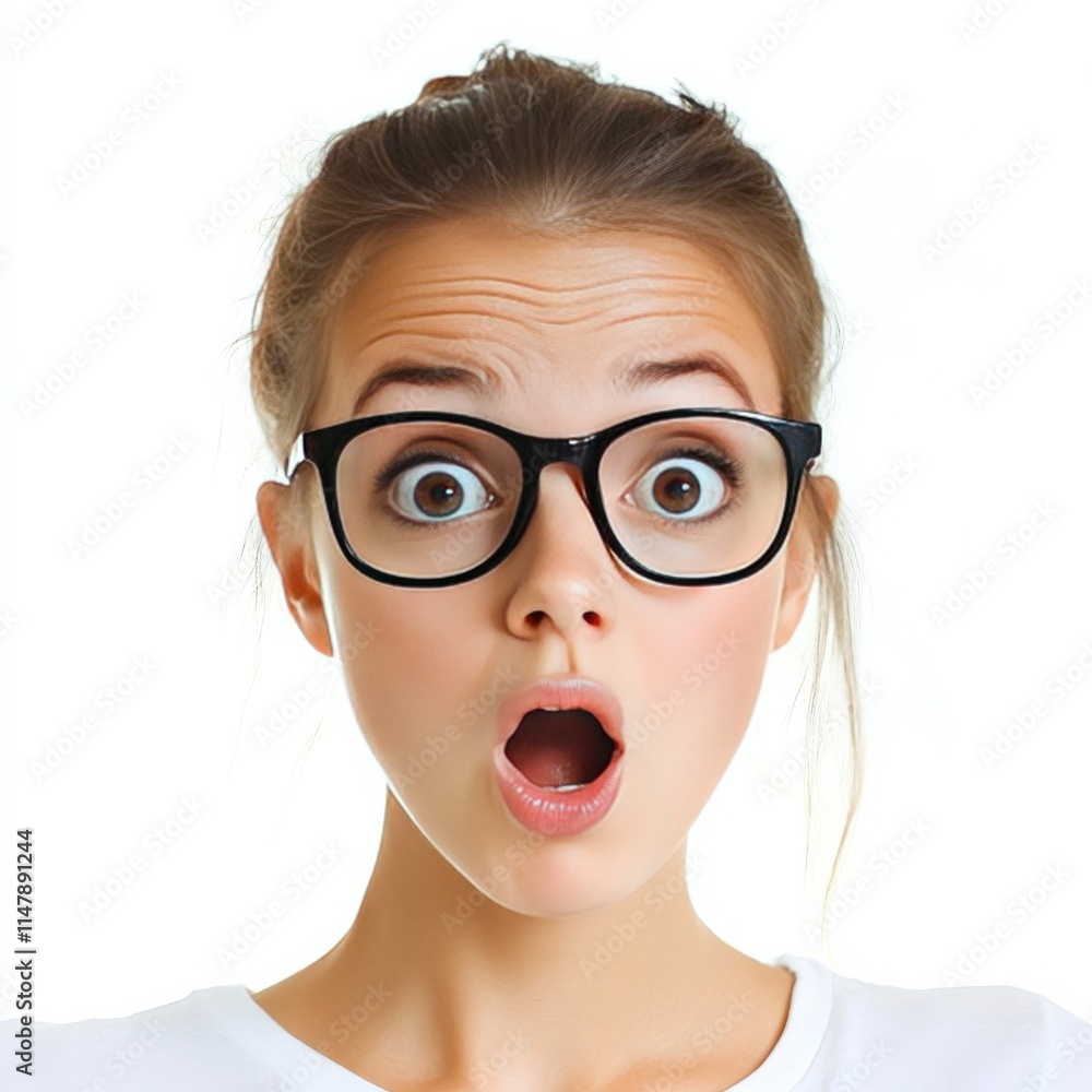 Surprising girl in glasses on white background. Surprising girl in glasses on white background.