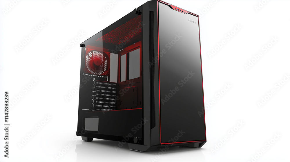 A high-performance gaming rig with a glass-panel case showcasing vibrant RGB components A high-performance gaming rig with a glass-panel case showcasing vibrant RGB components