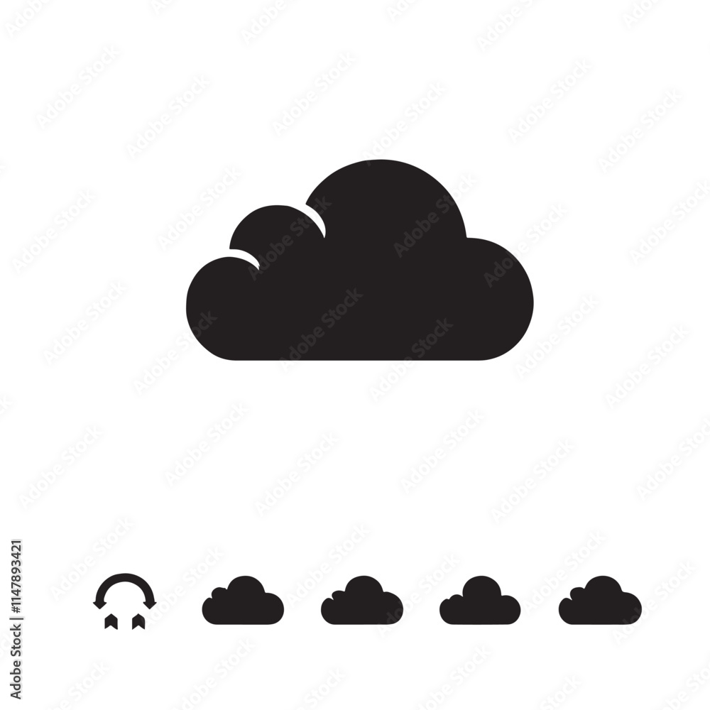 Black cloud icon. Black cloud icon.