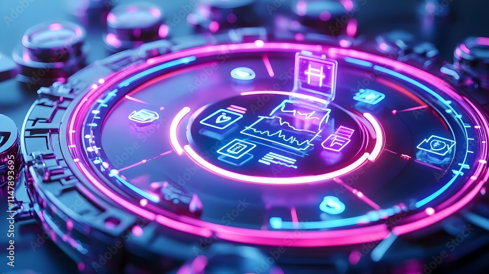 neon tech hud interface, futuristic ui - neon neon tech hud interface, futuristic ui - neon