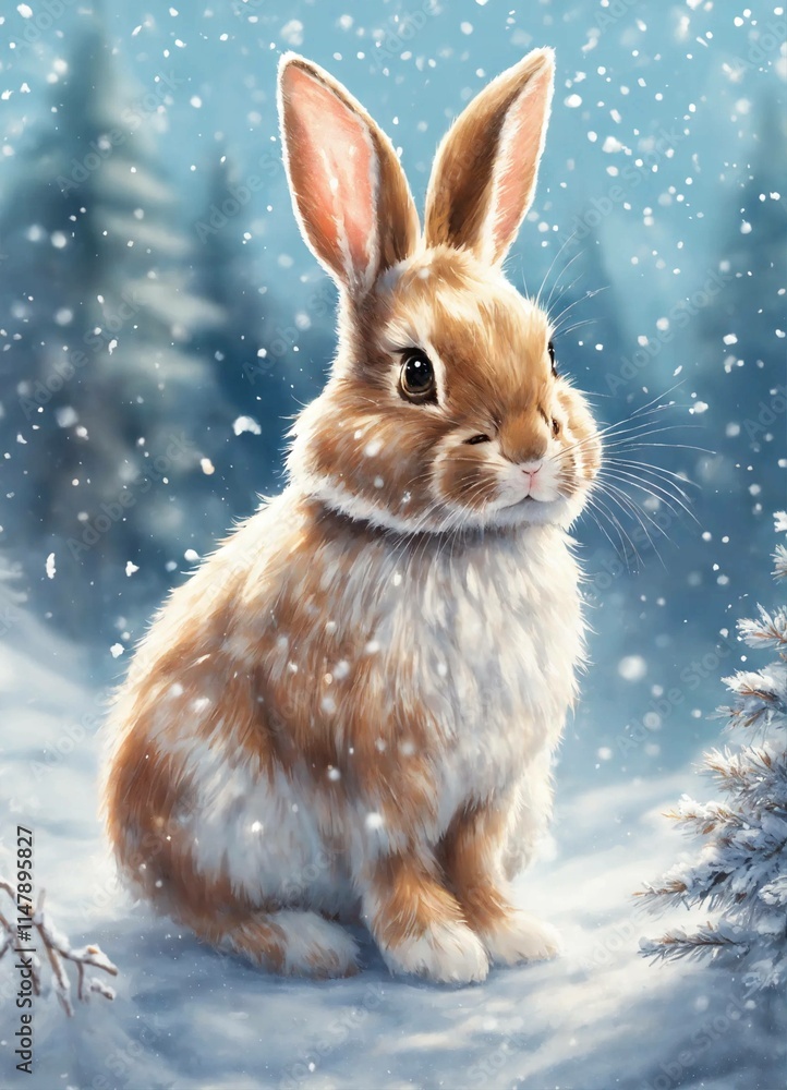 white rabbit in the snow