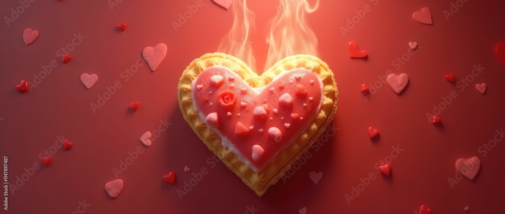 Heart shaped cake on black romantic background. Valentine's Day concept Heart shaped cake on black romantic background. Valentine's Day concept