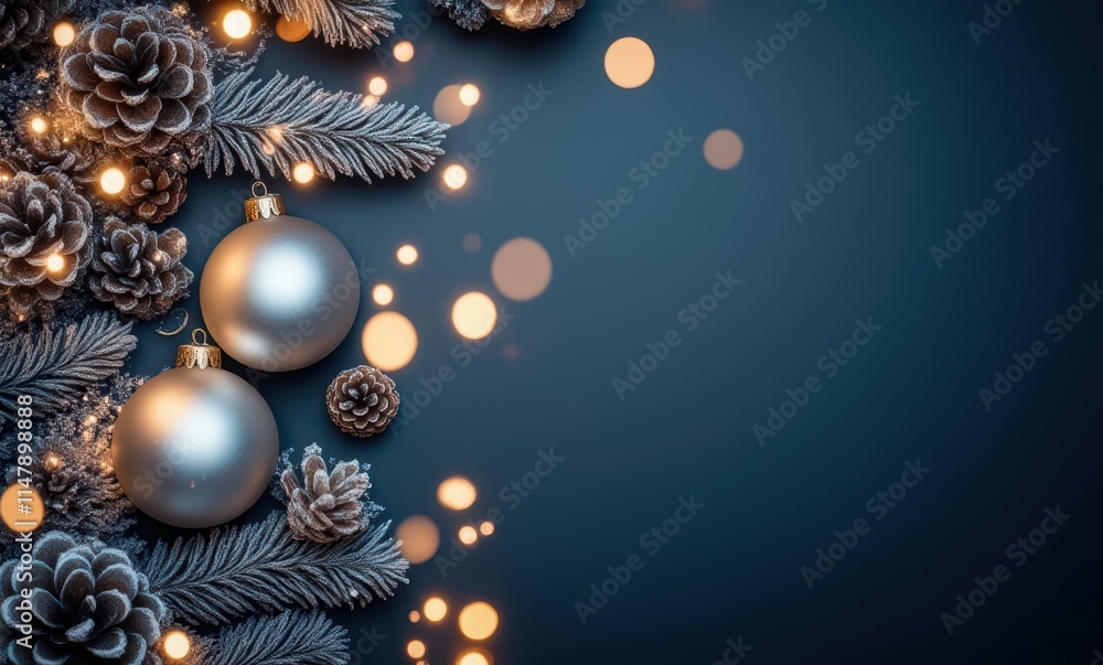 Elegant Christmas decor with silver ornaments