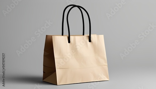 Creative blank paper bag mockup displayed in minimalist studio setting for product branding and marketing highlighting versatile packaging solutions photo