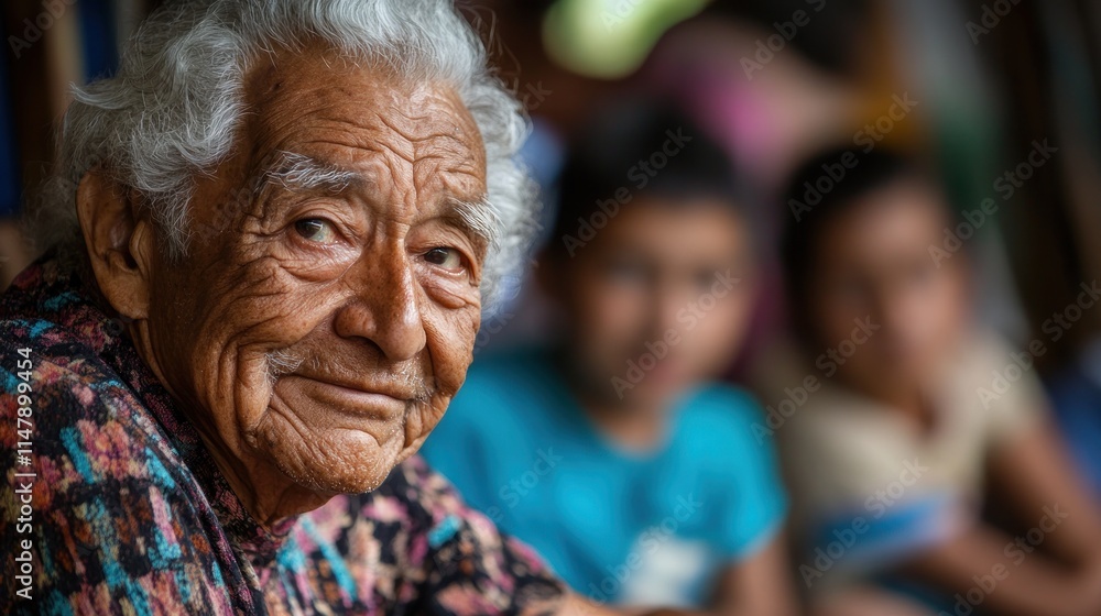 Elderly Woman with Gray Hair Smiles Gently Elderly Woman with Gray Hair Smiles Gently