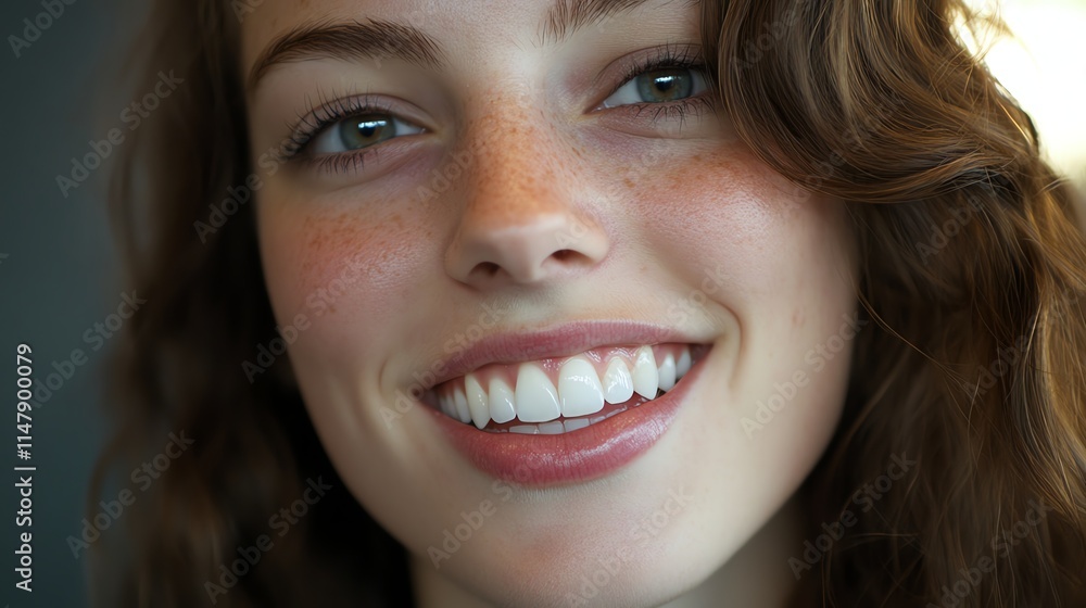 A bright smile with a gap between the front teeth, emphasizing natural beauty A bright smile with a gap between the front teeth, emphasizing natural beauty