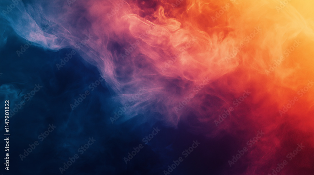 Obraz premium Abstract colorful smoke swirls in calming gradients, softly dissipating into an empty space