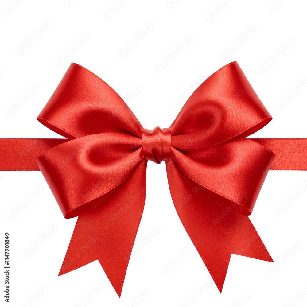 Fototapeta premium Red ribbon bow cutout on a transparent background 