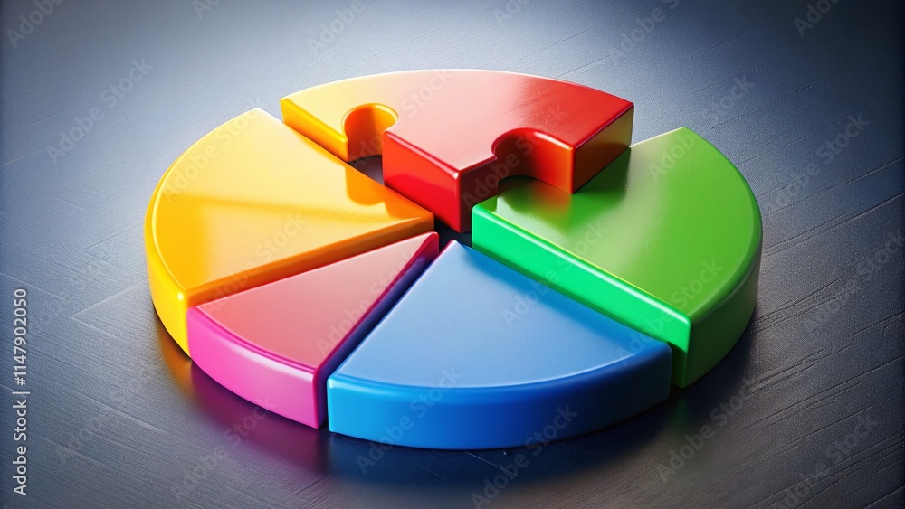 Obraz premium Isometric 3D Pie Chart Infographic: Business Data Analytics Puzzle Report Template