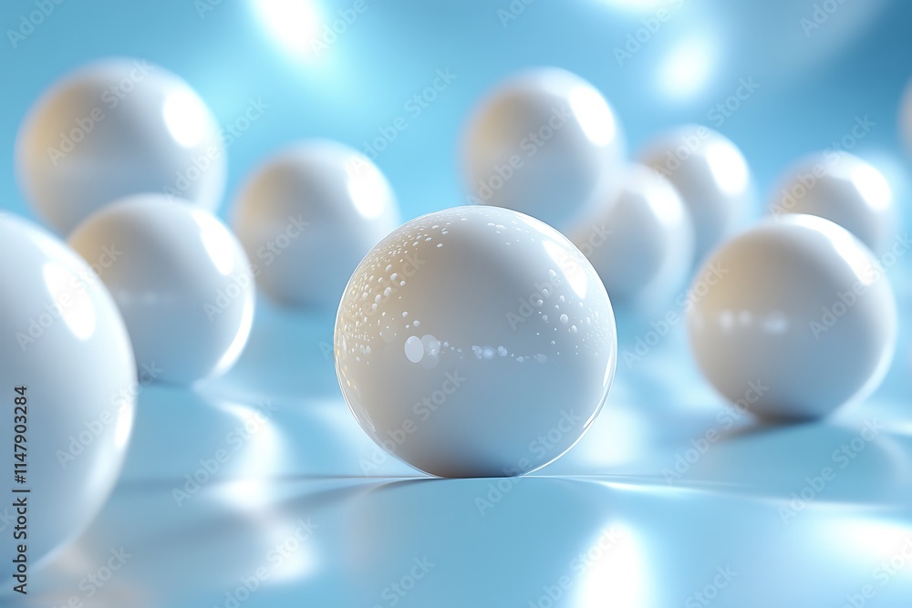 Abstract Background of Many Glossy White Balls on a Light Blue Surface Abstract Background of Many Glossy White Balls on a Light Blue Surface