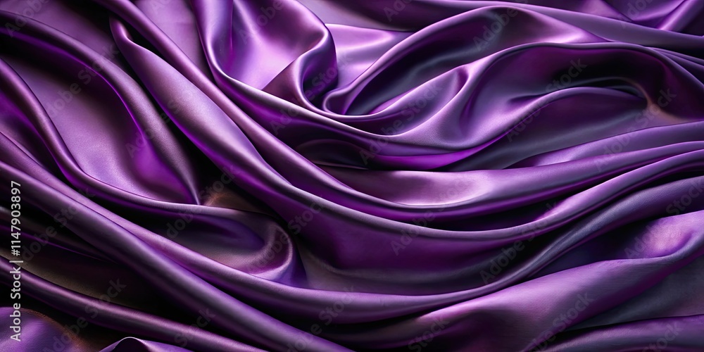 Obraz premium Luxurious Deep Purple Satin Fabric Draped in Elegant Waves and Soft Folds
