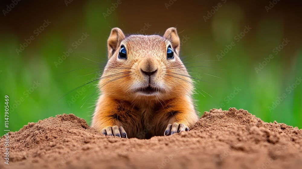 Curious Squirrel Peeking Out of Burrow in Vibrant Green Field Captured in Stunning Detail Curious Squirrel Peeking Out of Burrow in Vibrant Green Field Captured in Stunning Detail