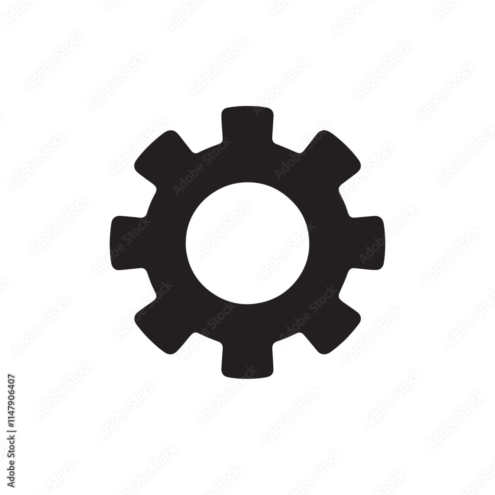 Black gear icon on white background. Black gear icon on white background.