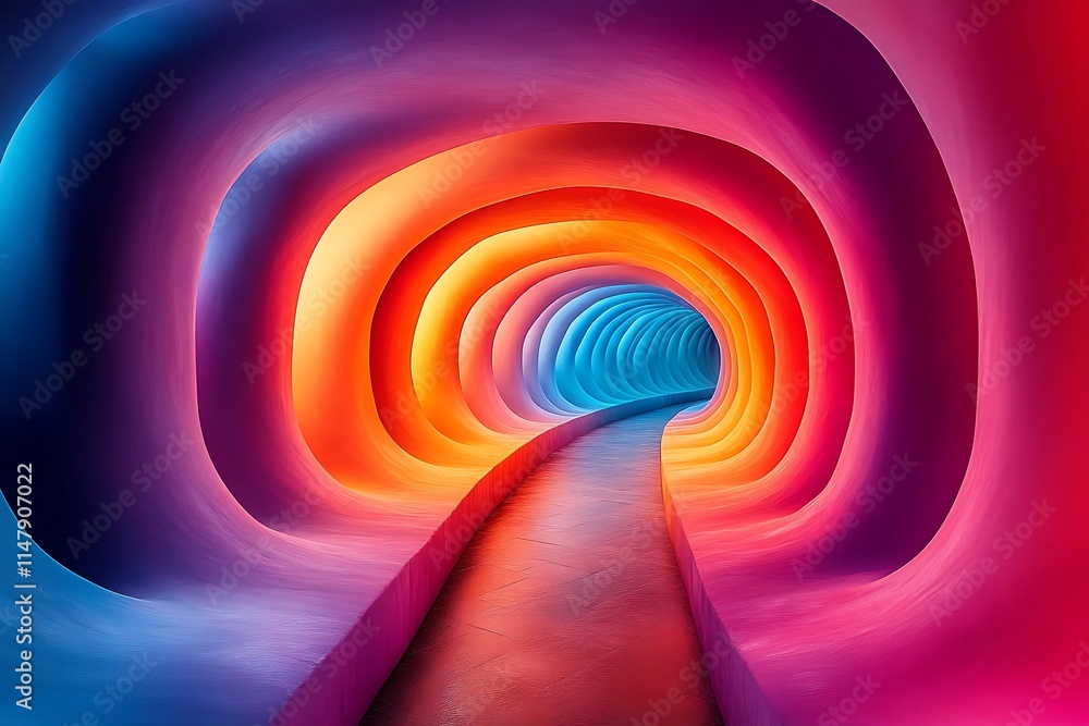 Obraz premium Vibrant Rainbow Tunnel Leads to an Unknown Destination