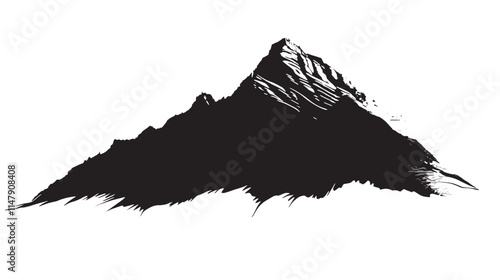 Black ink mountain peak illustration.