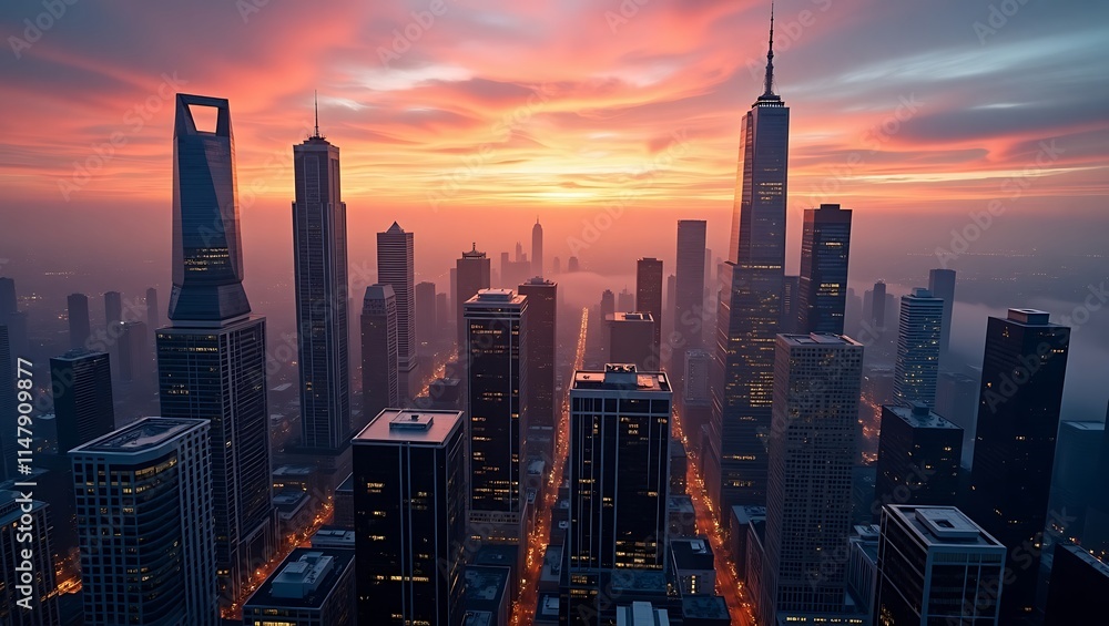 Fototapeta premium city skyline at sunset
