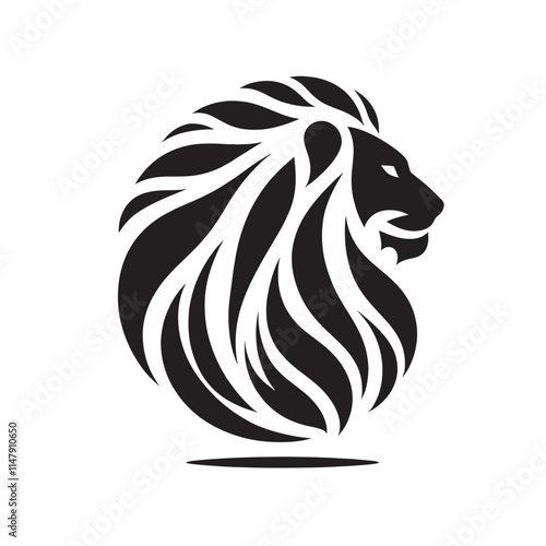 Black lion head logo design. photo