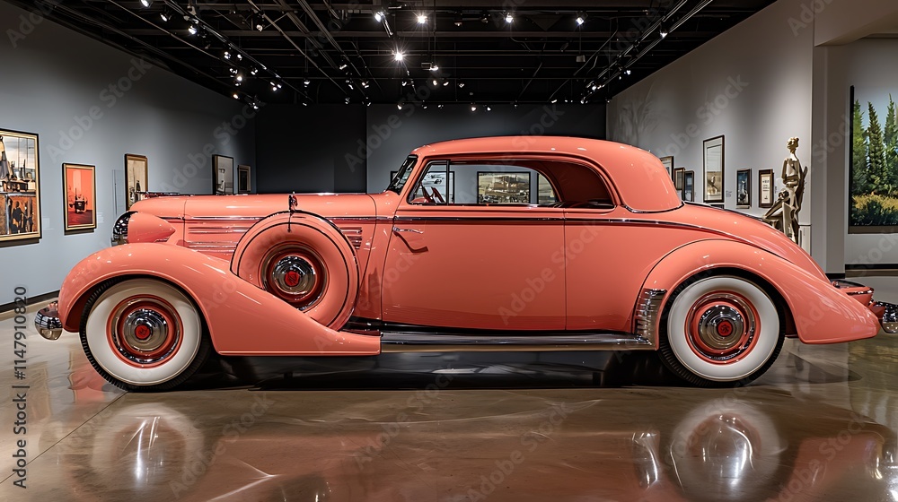 Obraz premium Classic Pink Coupe in Art Gallery Museum Exhibit